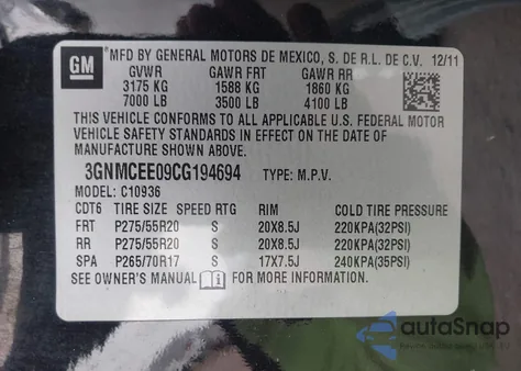 2012 Chevrolet Avalanche 1500 Ls z USA, uszkodzony, nr VIN 3GNMCEE09CG194694